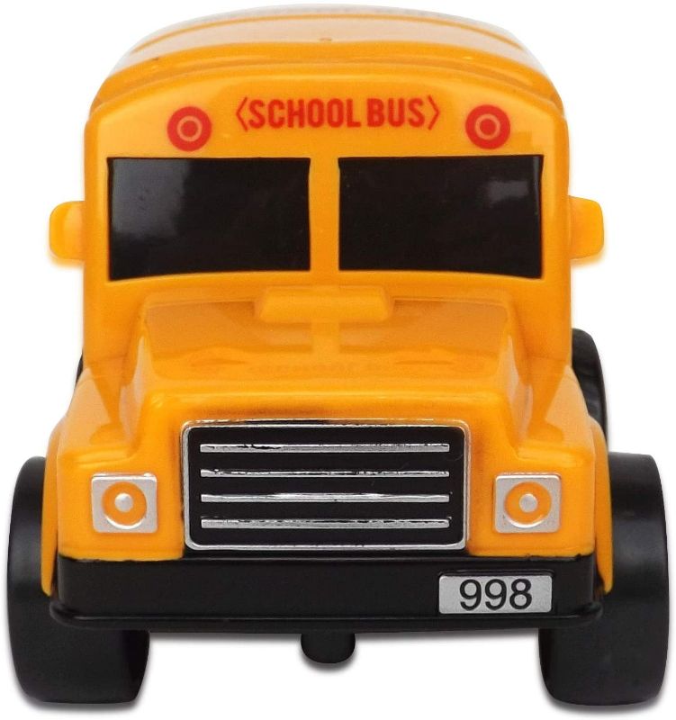 Photo 2 of 12 Pack in Box Chubby School Bus Model Toys - 4 inches Classic Long Nose Friction Powered 360 Rotation Vehicles - Ideal Gift, Party Favors for Kids (1 Dozen)
