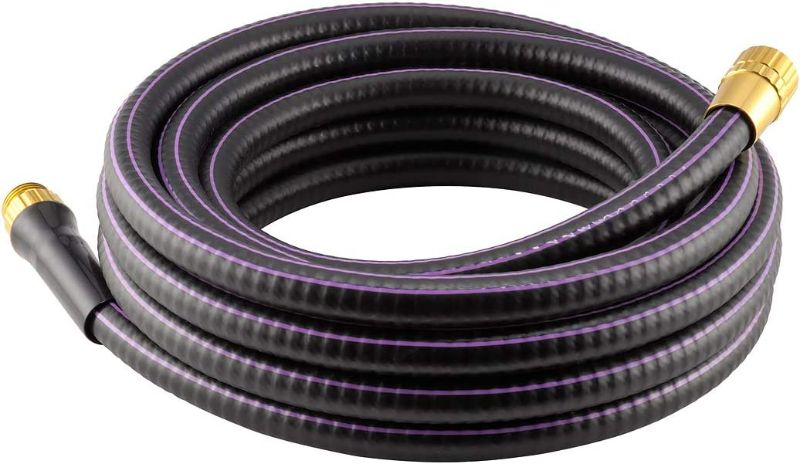 Photo 1 of Giraffe Tools Reinforced Garden Hose 5/8 in. x 25 ft, No Kink Heavy Duty Polyvinyl Chloride Hose with Bend Protection, Male and Female Fittings

