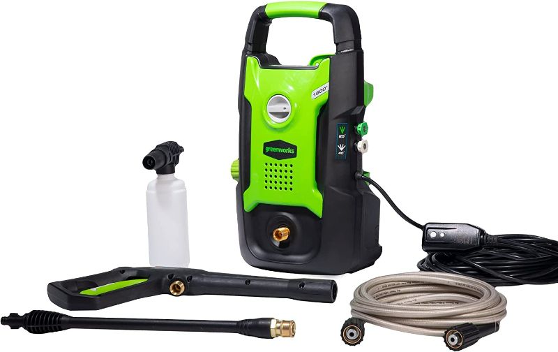 Photo 1 of Greenworks 1600 PSI (1.2 GPM) Electric Pressure Washer (Ultra Compact / Lightweight / 20 FT Hose / 35 FT Power Cord) Great For Cars, Fences, Patios, Driveways