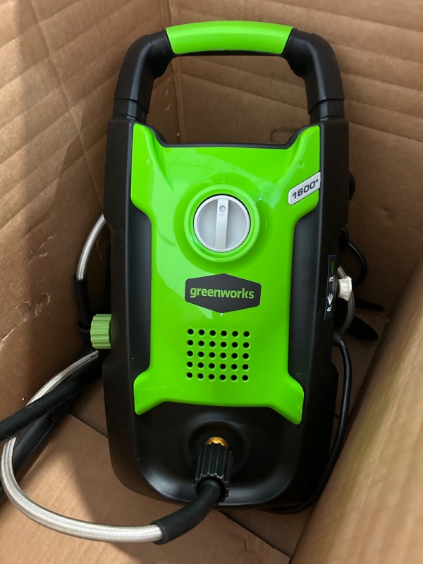Photo 3 of Greenworks 1600 PSI (1.2 GPM) Electric Pressure Washer (Ultra Compact / Lightweight / 20 FT Hose / 35 FT Power Cord) Great For Cars, Fences, Patios, Driveways