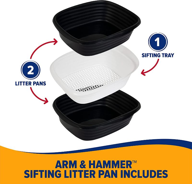 Photo 2 of Petmate Arm & Hammer Large Sifting Litter Box with Microban for Odor Control (Scoop Free Cat Litter Box or Dog Litter Box Made from Recycled Materials)
