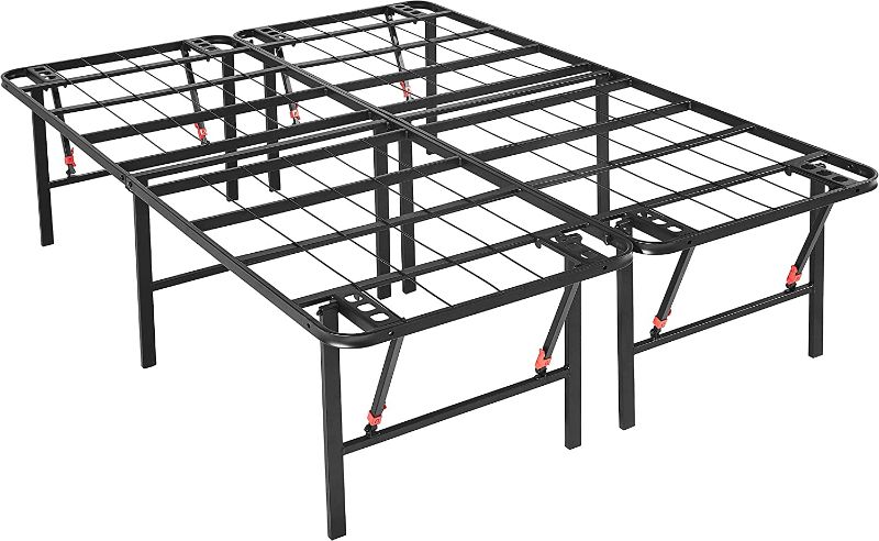 Photo 1 of Amazon Basics Foldable Metal Platform Bed Frame with Tool Free Setup, 18 Inches High, Full, Black
