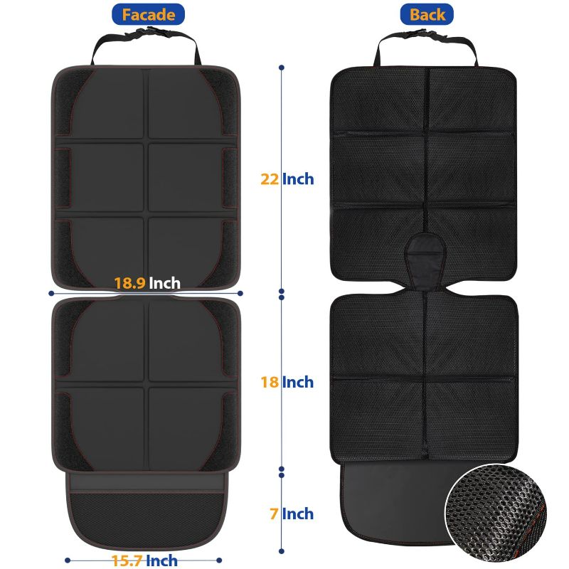 Photo 4 of Gimars 2 Packs XL 5-Layer EPE Padding Car Seat Protector for Child Car Seat, Waterproof 600D Fabric Car Seat Protector with Nonslip Backing,Storage Pockets for SUV, Sedan, Truck, Leather Seats
