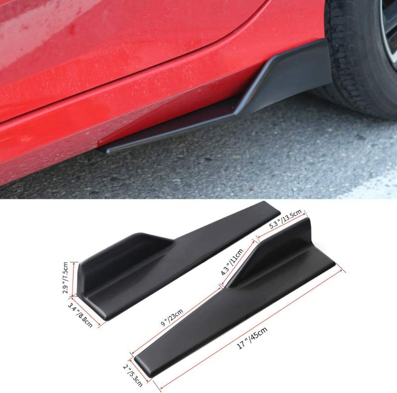 Photo 3 of Universal Glossy Black Car Front Bumper Body Kit Lip & Side Skirt Winglets Diffusers & Rear Lip Angle Diffuser Kit Compatible with Most Vehicle
