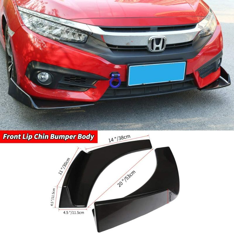 Photo 1 of Universal Glossy Black Car Front Bumper Body Kit Lip & Side Skirt Winglets Diffusers & Rear Lip Angle Diffuser Kit Compatible with Most Vehicle
