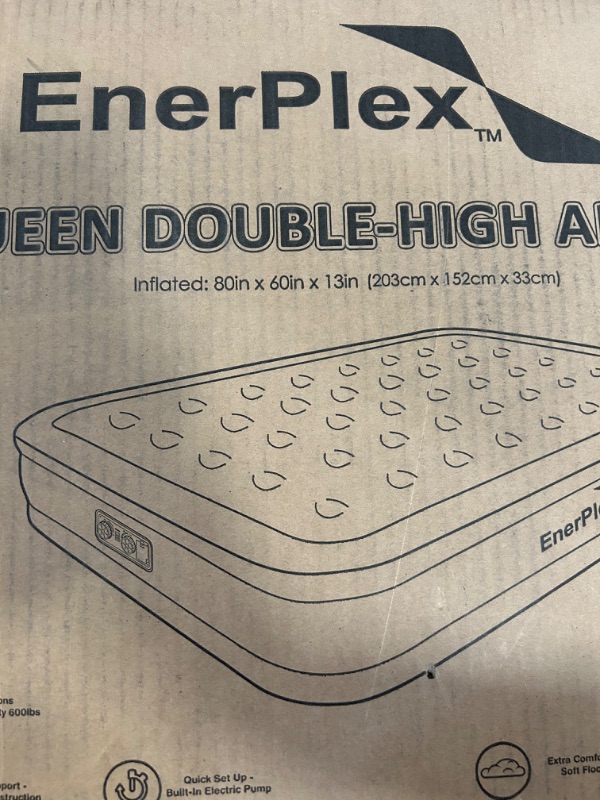 Photo 2 of EnerPlex Air Mattress with Built-in Pump - Double Height Inflatable Mattress for Camping, Home & Portable Travel - Durable Blow Up Bed with Dual Pump - Easy to Inflate/Quick Set UP Queen 13 Inch