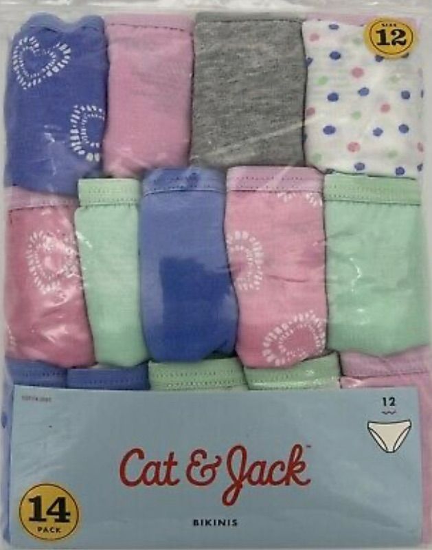 Photo 1 of "2" PACK Cat & Jack 14 Pack Girls Panties Bikinis Size 12 Underwear Cotton NEW