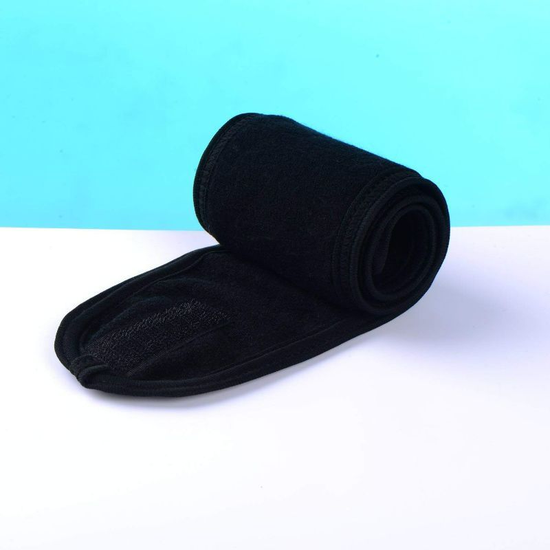 Photo 3 of Onwon 2 Pack Facial Spa Headband with Magic Tape - Head Wrap Terry Cloth Headband Stretch Towel Headband for Bath, Makeup, Yoga and Sport, Black
