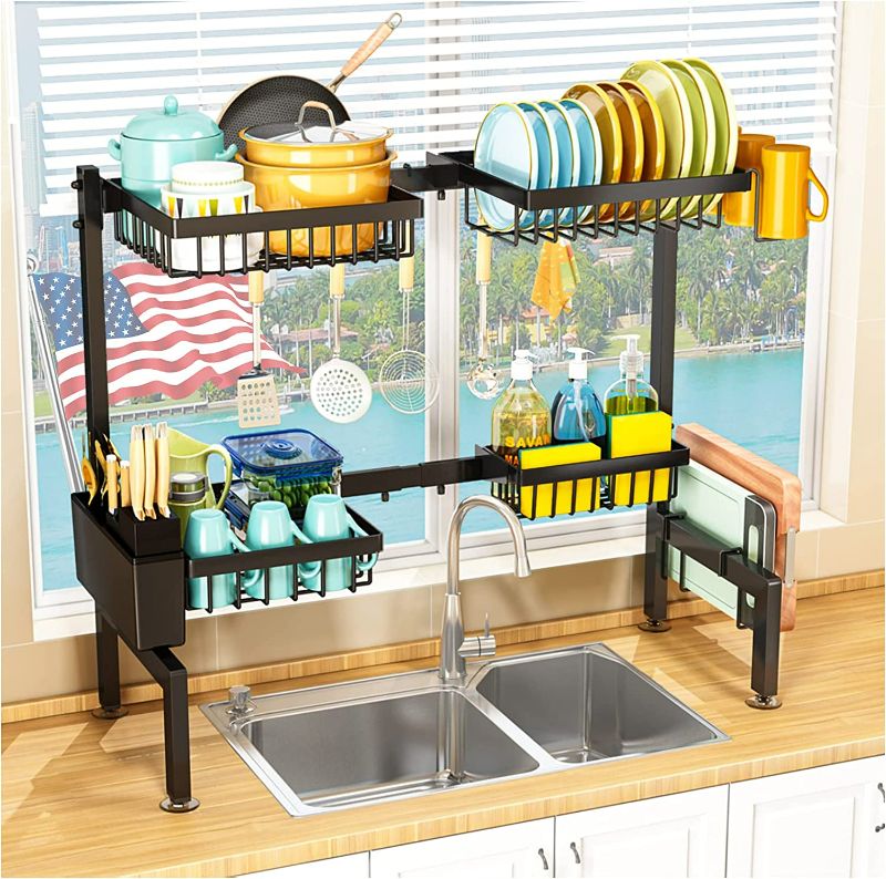 Photo 1 of Over The Sink Dish Drying Rack,fits All Sinks (from 23.7" to 33.5"),2-Tier Adjustable Sink Rack,Dishes Rack Kitchen Storage Organizer 