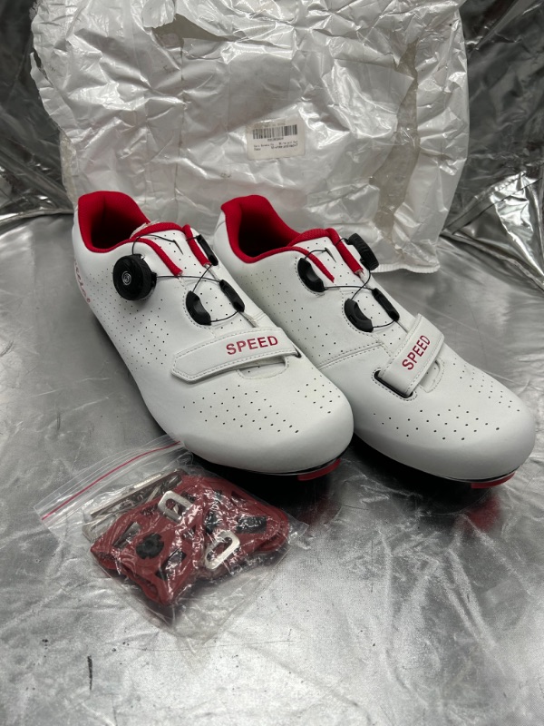 Photo 2 of cycling shoes  outdoor sports speed mountain bike running shoes flat road shoes Red and White Size 47 UK 