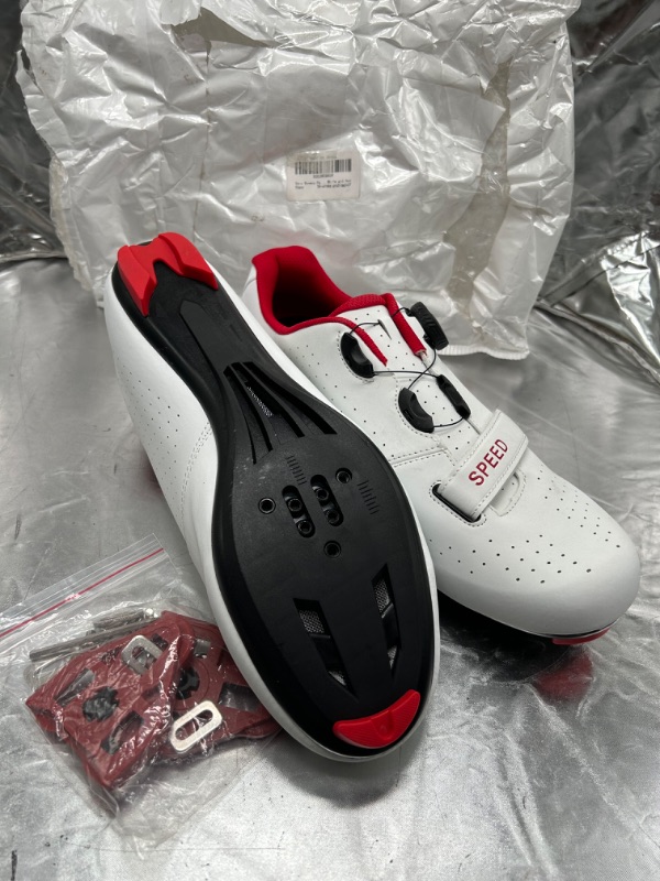 Photo 3 of cycling shoes  outdoor sports speed mountain bike running shoes flat road shoes Red and White Size 47 UK 