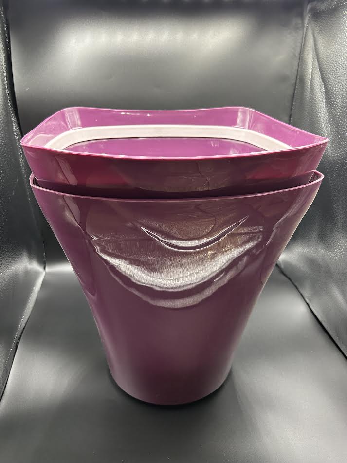 Photo 2 of 2 Glad Deco Trash Cans with Bag Ring complements modern and contemporary bath design styles. Fits 8 gallon mediums trash bags - Purple 