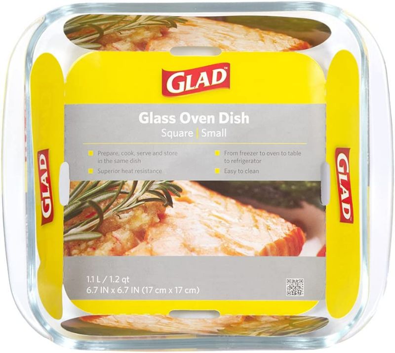 Photo 1 of Glad Clear Glass Square Baking Dish | 1.2-Quart Nonstick Bakeware Casserole Pan | Freezer-to-Oven and Dishwasher Safe 8.3 x 8.3