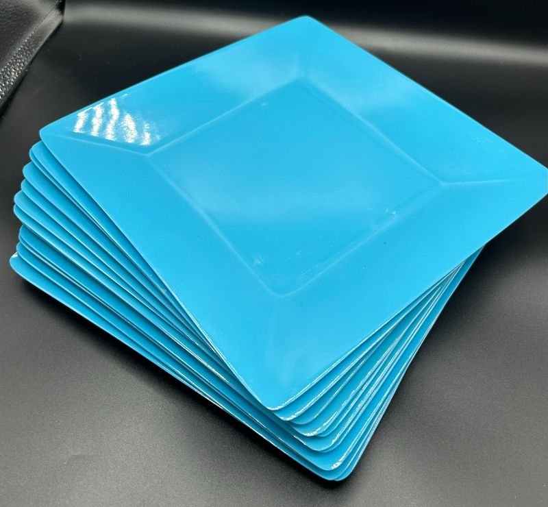 Photo 1 of 10x10 PLASTIC GLAD PLATES 12 COUNT - TEAL BLUE