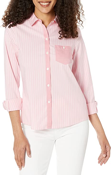 Photo 1 of Foxcroft Women's Hampton Long Sleeve Stripe Blouse Size 6
