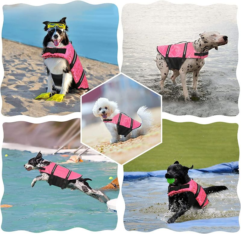 Photo 2 of Dogcheer Ripstop Dog Life Jacket, Reflective & Adjustable Dog Swim Life Vest for Swimming Boating, Puppy Life Jacket Pet Floatation Vest PFD with Rescue Handle for Small Dogs