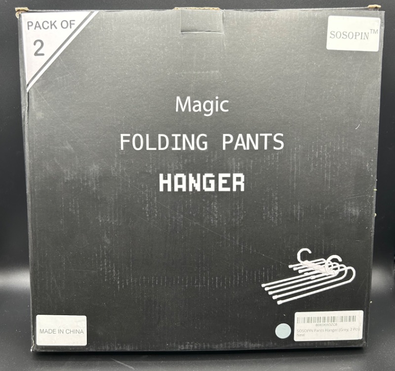 Photo 2 of SOSOPIN Space Saving Pants Hangers Non-Slip Clothes Organizer 5 Layered Pants Rack for Scarf Jeans (Grey, 2 Pcs) Gray 2 Pcs