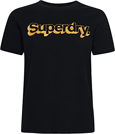 Photo 1 of Superdry Womens Vintage Core Logo Metallic T-Shirt, Relaxed Fit - SIZE 8
