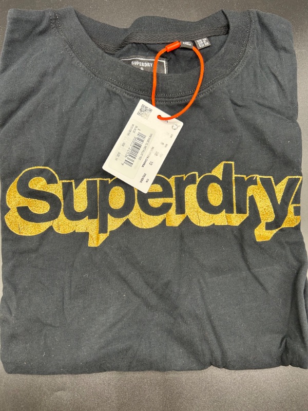 Photo 3 of Superdry Womens Vintage Core Logo Metallic T-Shirt, Relaxed Fit - SIZE 8
