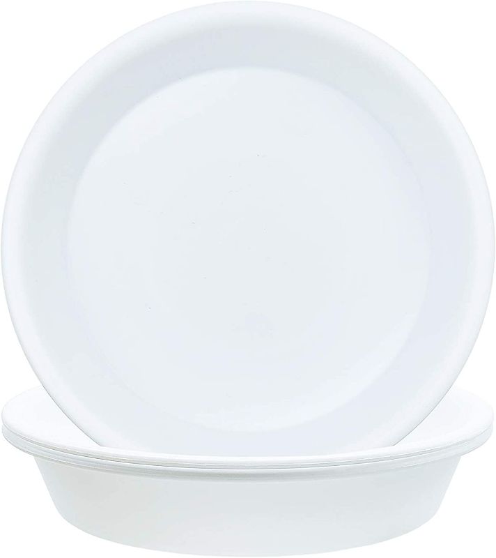 Photo 1 of Angde Plant Saucer 18 Inch (16.5 Inch Base), Pack of 3, Plant Saucers 18 inch, Plastic Flower Plant Saucer Tray for Planters, Pot Saucers for Planter 17-18" Round (Creamy White)