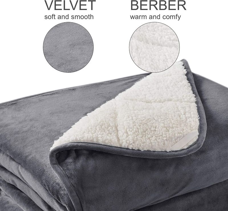 Photo 2 of Degrees of Comfort Weighted Blanket Full Size 20 Lbs for Adults, Soft Cozy Fleece Sherpa Heavy Blankets 20lbs, Charcoal Grey, 60X80 Inches,