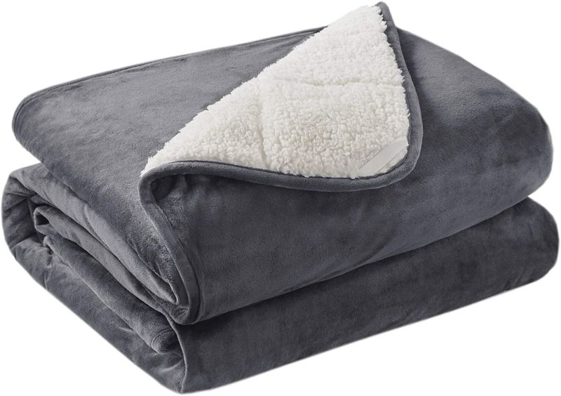 Photo 1 of Degrees of Comfort Weighted Blanket Full Size 20 Lbs for Adults, Soft Cozy Fleece Sherpa Heavy Blankets 20lbs, Charcoal Grey, 60X80 Inches,