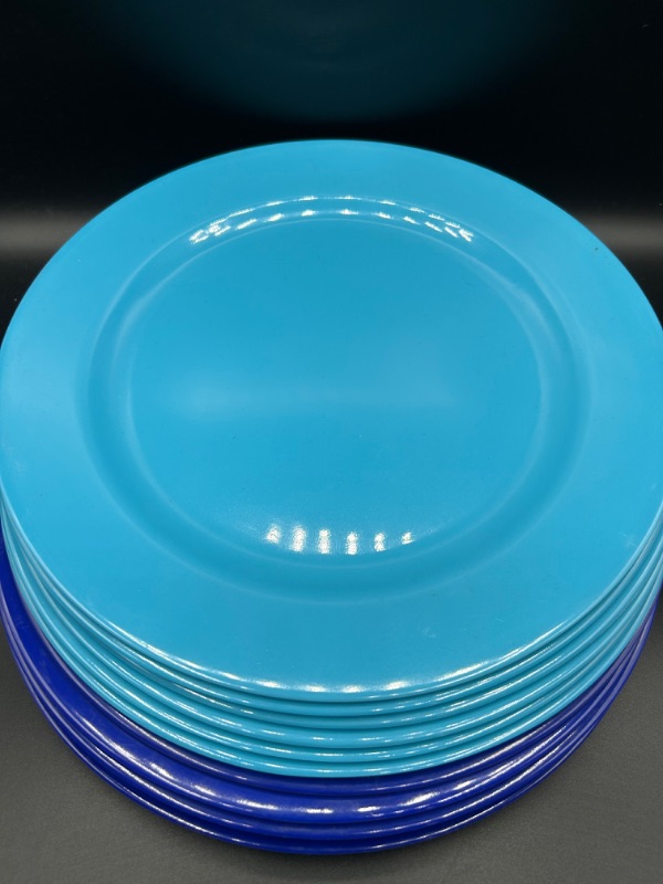 Photo 1 of 11" PLASTIC PLATES 12CT - 6 LIGHT BLUE AND 6 DARK BLUE