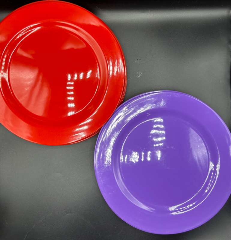 Photo 2 of 11" PLASTIC PLATES 12CT - 6 RED AND 6 PURPLE