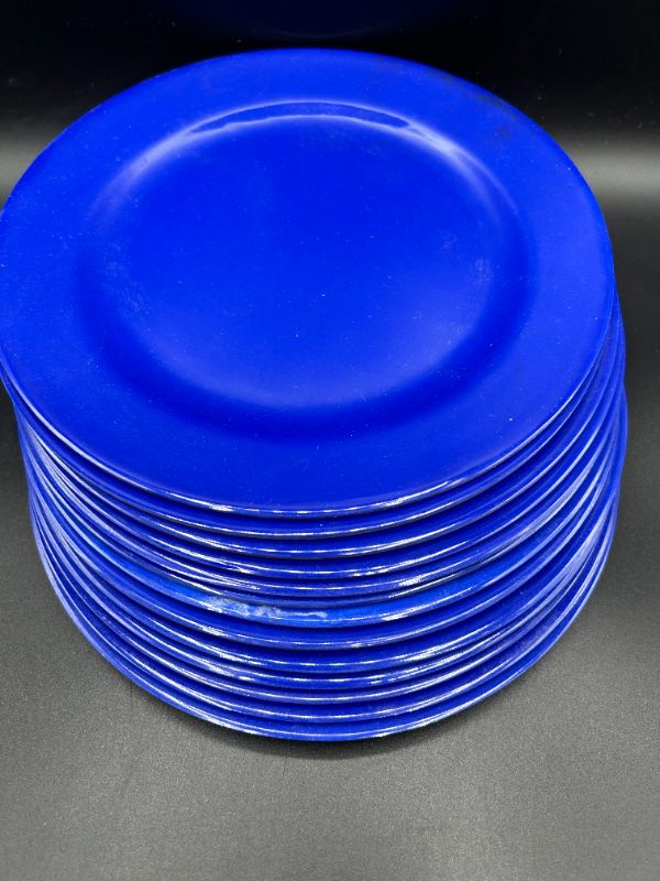 Photo 1 of 8" ROUND PLASTIC PLATES - 12CT - DARK BLUE
