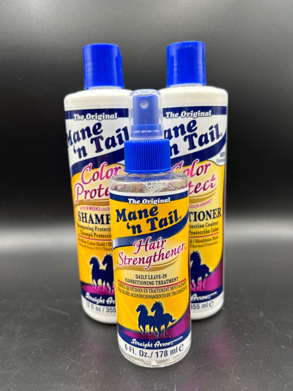 Photo 2 of Mane 'n Tail Color Protect Shampoo and Conditioner 12 Ounce Each Plus Hair Strengthener Spray To Rebuild and Strengthen Dyed Hair