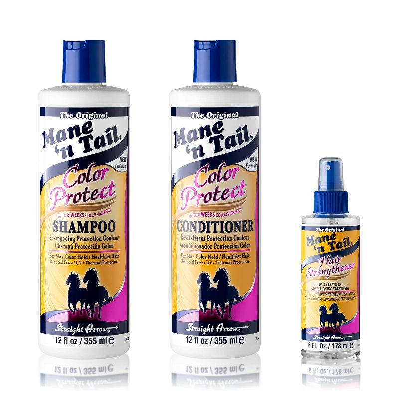 Photo 1 of Mane 'n Tail Color Protect Shampoo and Conditioner 12 Ounce Each Plus Hair Strengthener Spray To Rebuild and Strengthen Dyed Hair