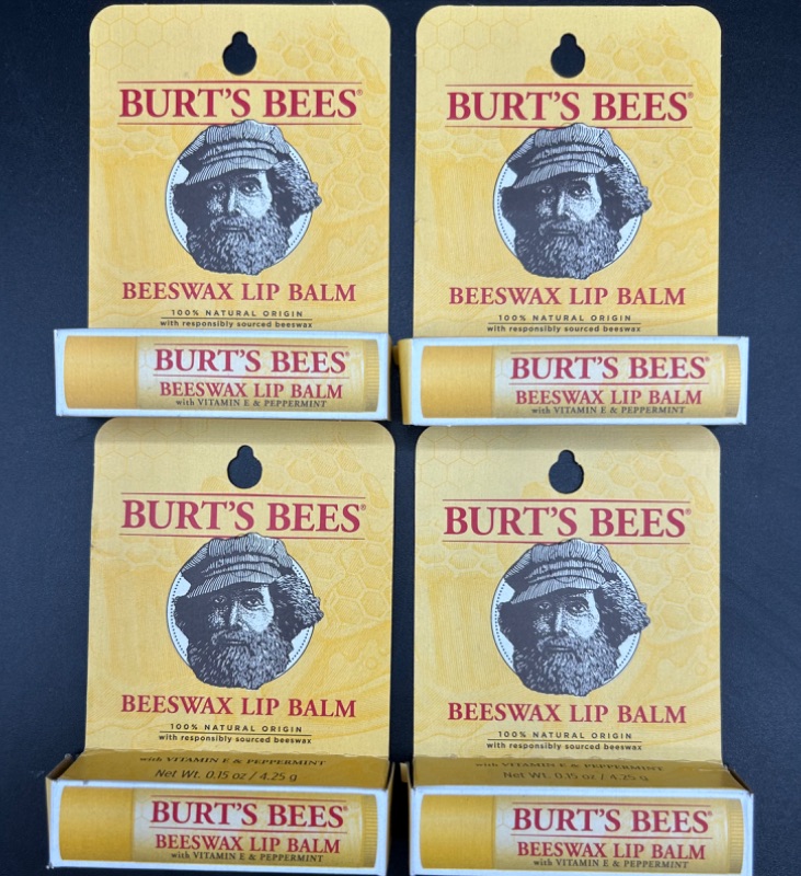 Photo 3 of Burt's Bees, Moisturizing Lip Care, for All Day Hydration, 100% Natural, Original Beeswax with Vitamin E & Peppermint Oil (4 Pack)
