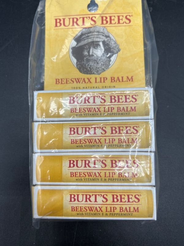 Photo 4 of Burt's Bees, Moisturizing Lip Care, for All Day Hydration, 100% Natural, Original Beeswax with Vitamin E & Peppermint Oil (4 Pack)
