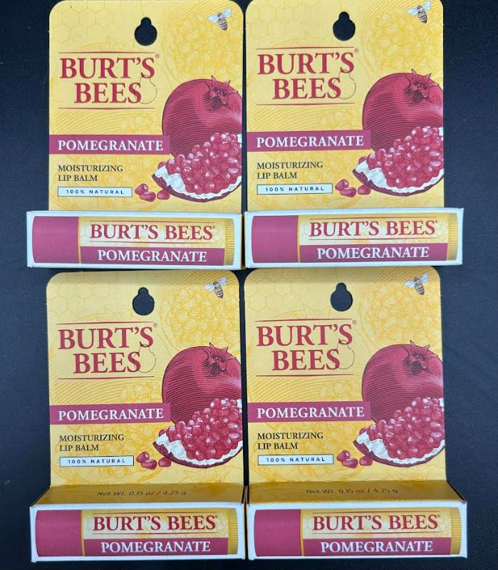 Photo 4 of Burt's Bees 100% Natural Moisturizing Lip Balm, Pomegranate with Beeswax and Fruit Extracts - 4 Tubes