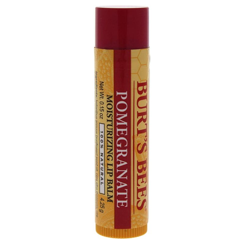 Photo 1 of Burt's Bees 100% Natural Moisturizing Lip Balm, Pomegranate with Beeswax and Fruit Extracts - 4 Tubes