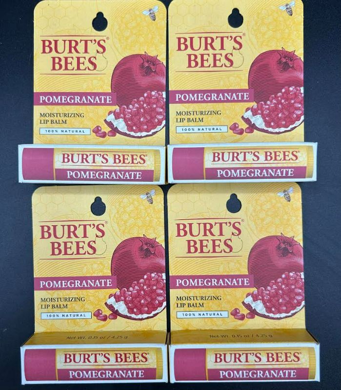 Photo 3 of Burt's Bees 100% Natural Moisturizing Lip Balm, Pomegranate with Beeswax and Fruit Extracts - 4 Tubes