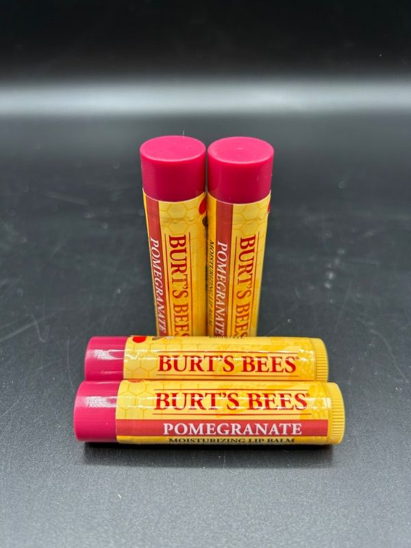 Photo 2 of Burt's Bees 100% Natural Moisturizing Lip Balm, Pomegranate with Beeswax and Fruit Extracts - 4 Tubes