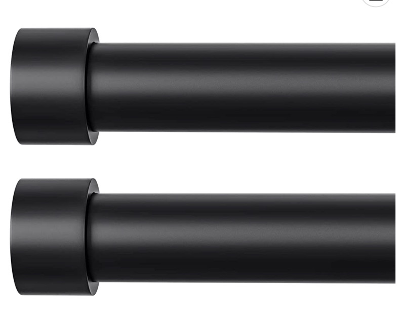 Photo 1 of TDZWIN 2 Pack Black Curtain Rods for Windows 48 to 84 Inch, 1 Inch Diameter Heavy Duty Black Curtain Rods, Matte Black Modern Telescoping Drapery Rods for Indoor &Outdoor (M8,Black,40-76 Inch)