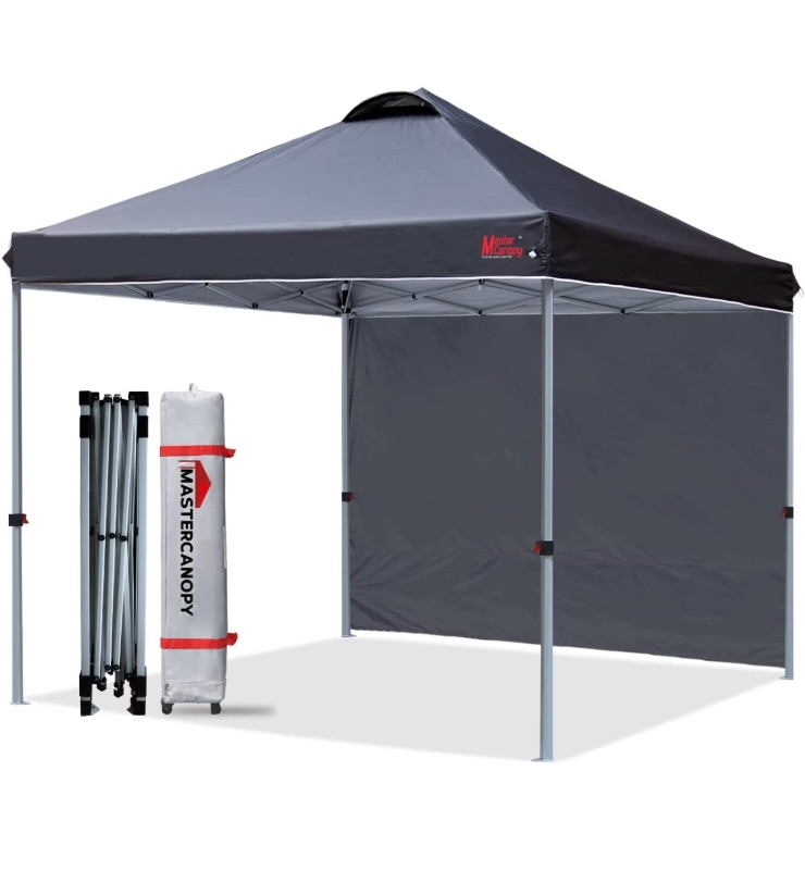 Photo 1 of MASTERCANOPY Durable Ez Pop-up Canopy Tent with 1 Sidewall (6.6'x6.6',Black)