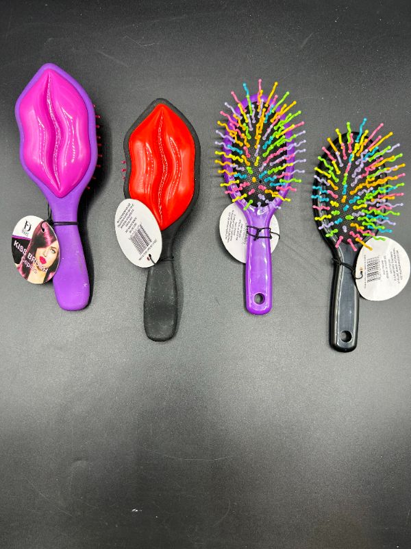 Photo 1 of DAILY BRUSH MINI HAIR BRUSHES - PACK OF 4 PURPLE AND BLACK