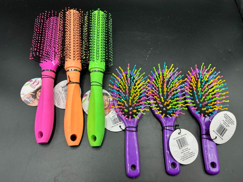 Photo 1 of DAILY BRUSH HAIR BRUSHES - 6 PACK PURPLE,GREEN.ORANGE,PINK