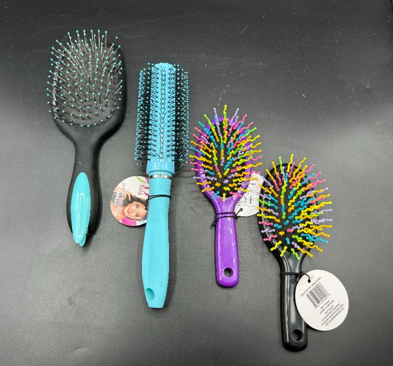 Photo 1 of DAILY BRUSH HAIR BRUSHES - 4 PACK BLUE, PURPLE AND BLACK