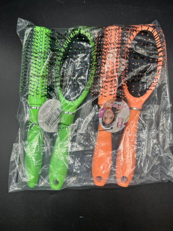 Photo 2 of DAILY BRUSH HAIR BRUSHES - PACK OF 4 ORANGE AND GREEN