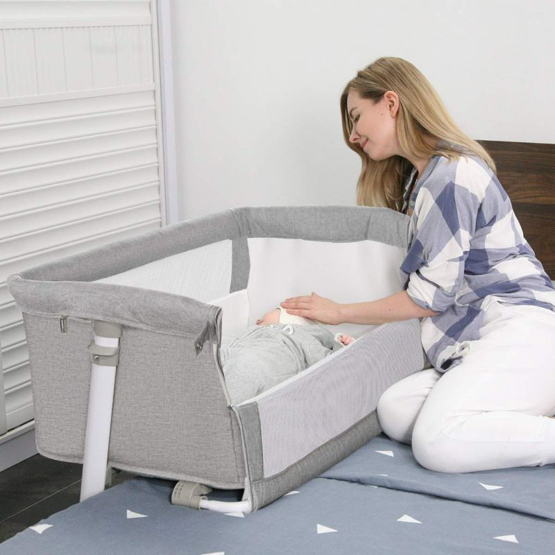 Photo 1 of RONBEI Baby Bassinet, Bedside Sleeper,Baby Bed to Bed,Babies Crib Bed, Adjustable Portable Bed for Infant/Baby Boy/Baby Girl/Newborn (Light Grey)
