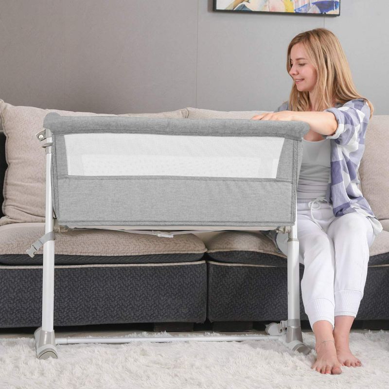 Photo 2 of RONBEI Baby Bassinet, Bedside Sleeper,Baby Bed to Bed,Babies Crib Bed, Adjustable Portable Bed for Infant/Baby Boy/Baby Girl/Newborn (Light Grey)
