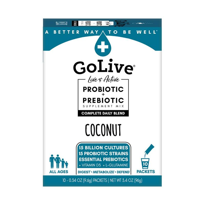 Photo 1 of GoLive Probiotic + Prebiotic Packets - Paradise (Coconut + Kiwi + Passion Fruit) - 10ct