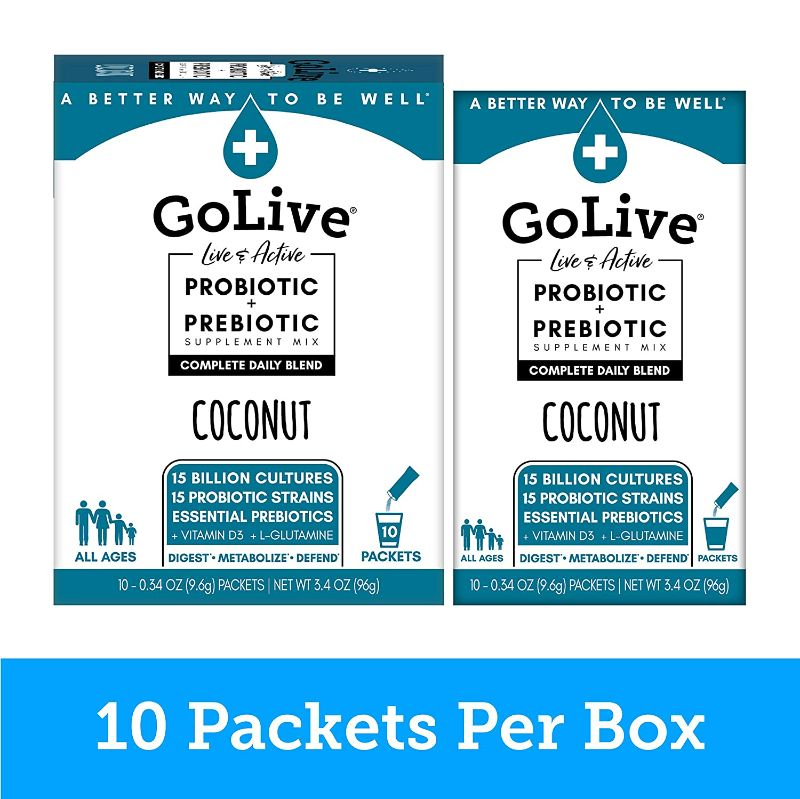 Photo 2 of GoLive Probiotic + Prebiotic Packets - Paradise (Coconut + Kiwi + Passion Fruit) - 10ct