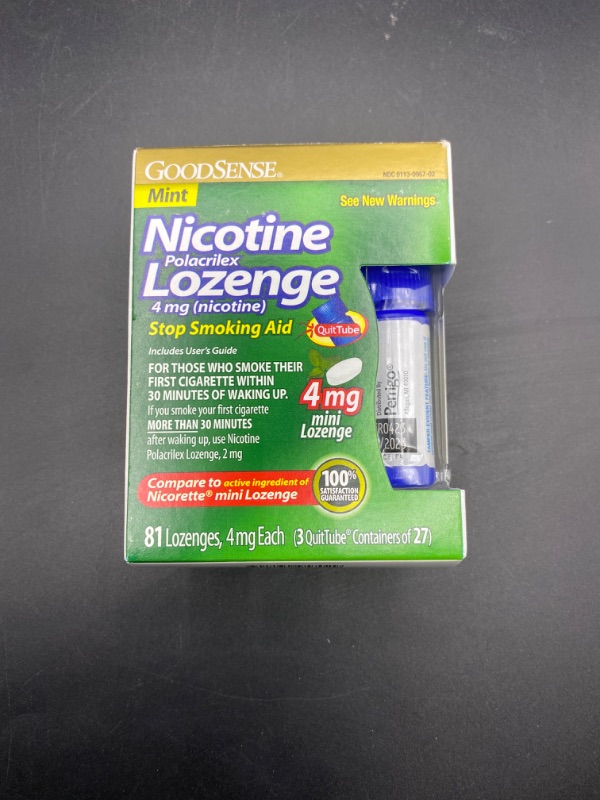 Photo 6 of GoodSense Mini Nicotine Polacrilex Lozenge, 4 mg (nicotine), Stop Smoking Aid, Mint Flavor; quit smoking with mint nicotine lozenge, 81 Count