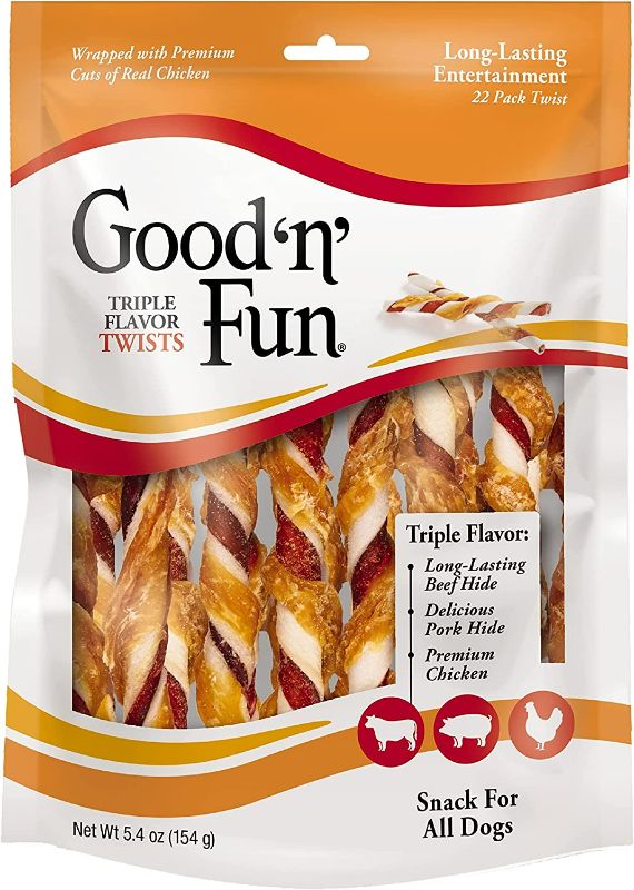 Photo 1 of Good 'N' Fun Triple Flavor Twist Chews For Dogs, 22-Count