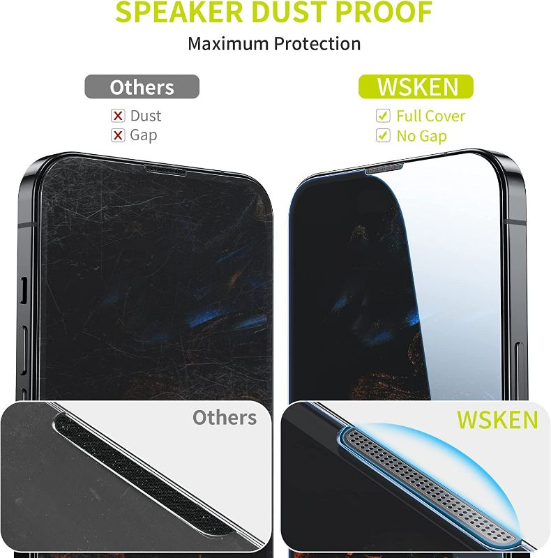 Photo 4 of WSKEN for iPhone 14 Pro Max Screen Protector (6.7 inch),[Auto-Dust Removal] Full Coverage Screen 2.5D Edge 10s HD Tempered Glass Film with Dust Clean Installing House 2022 5G - 2 Pack